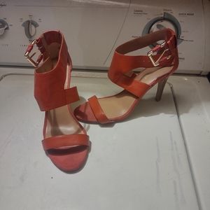 Red leather ankle‎ strap Heels size 8-1/2